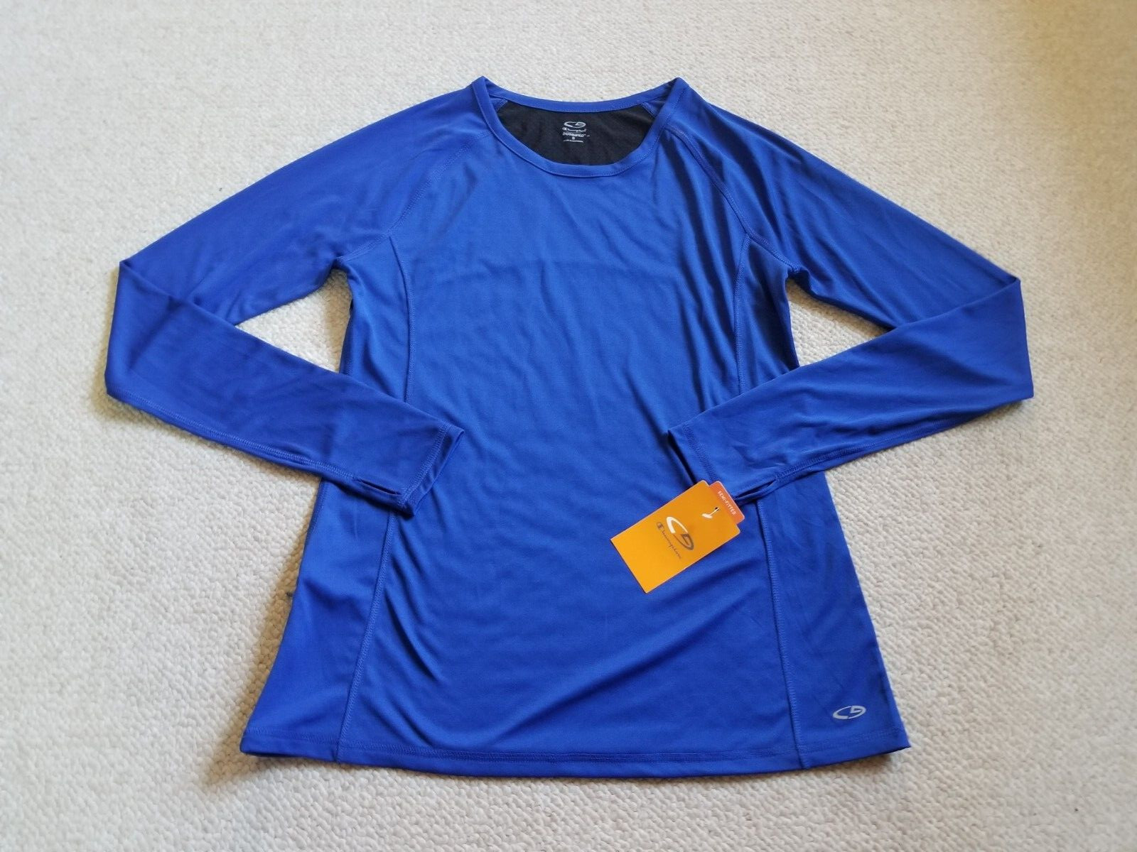 NWT Mens Shirt-CHAMPION-blue knit "duo-dry; semi-fitted" long sleeves-S gallery