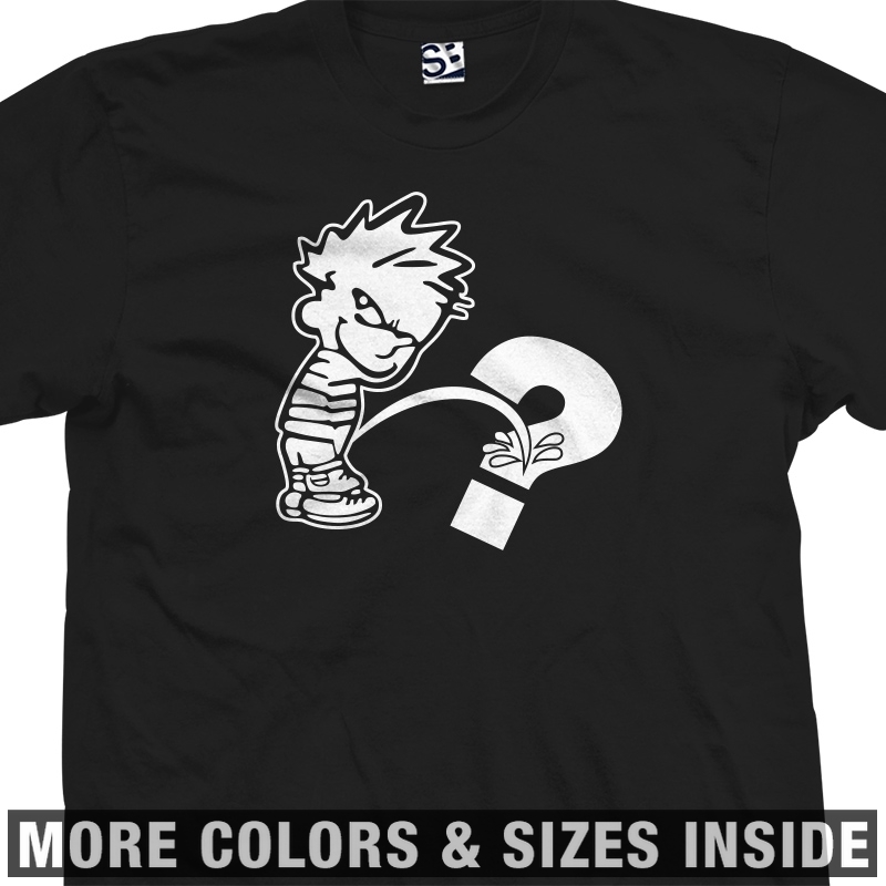Custom Pee On Calvin Shirt Personalize Piss Customize Cartoon Boy Sticker Tee