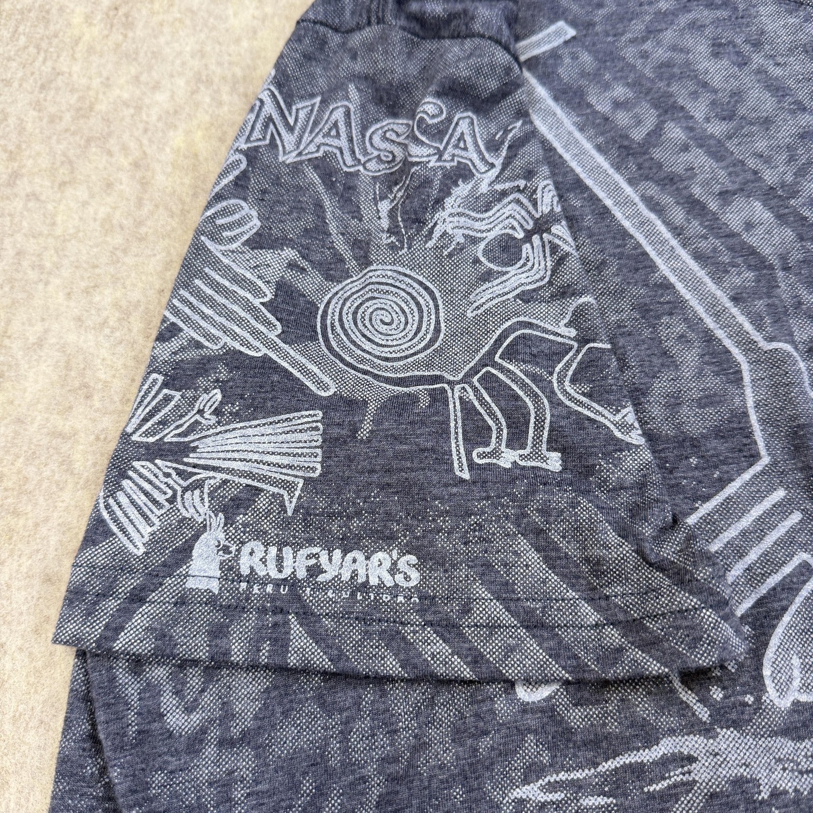 Nasca Lines Peru Shirt Mens Large Gray AOP Graphic Souvenir Rufyar's gallery