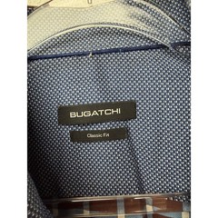 Bugatchi Plaid Button Front Long Sleeve Shirt Mens L Blue Brown