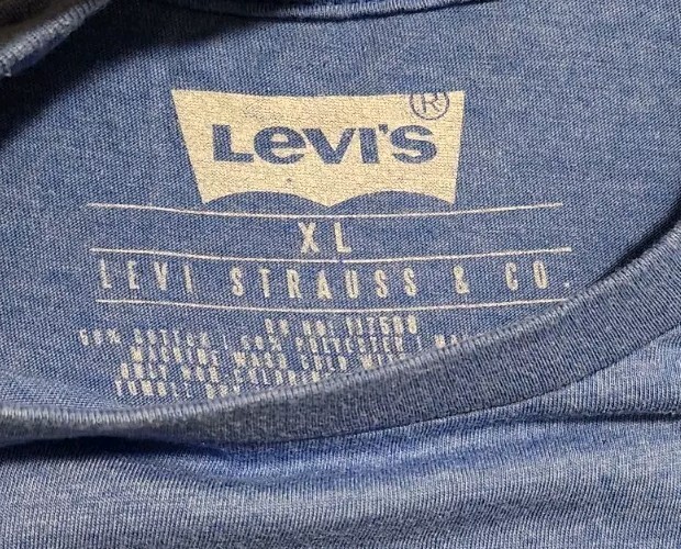 Levis Original Brand Logo XL Shirt Blue Short Sleeve Measurements in Description gallery