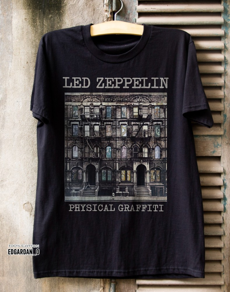 Led Zeppelin Physical Graffiti Album Black Unisex T-shirt Size S-5XL