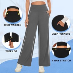 3 Pack Womens Wide Leg Pants with Pockets High Waist Loose Sweatpants Casual …