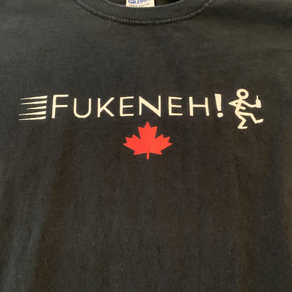 FUKENEH! Canada Maple Leaf Shirt Mens 2XL Black Funny Graphic Novelty Tee Humor