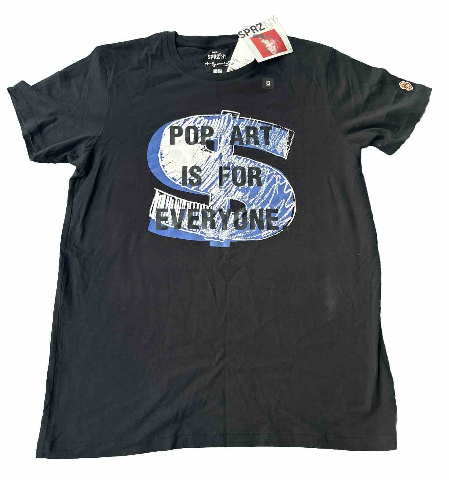 SPRZ NY Andy Warhol Mens Medium T Shirt Dollar Pop Art Is For Everyone Black NWT gallery