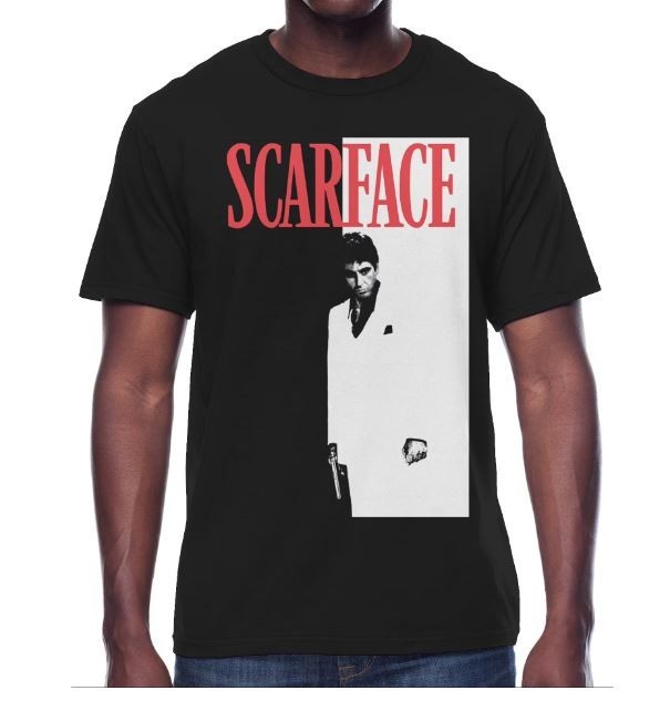 Scarface Tony Montana Al Pacino Men's Poster Graphic Black Tee Shirt (S1) gallery