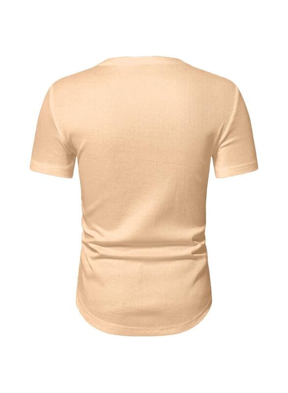 Mens V-Neck Muscle Slim Henley Shirt Workout Gym Athletic Shirt Summer Fashio... gallery