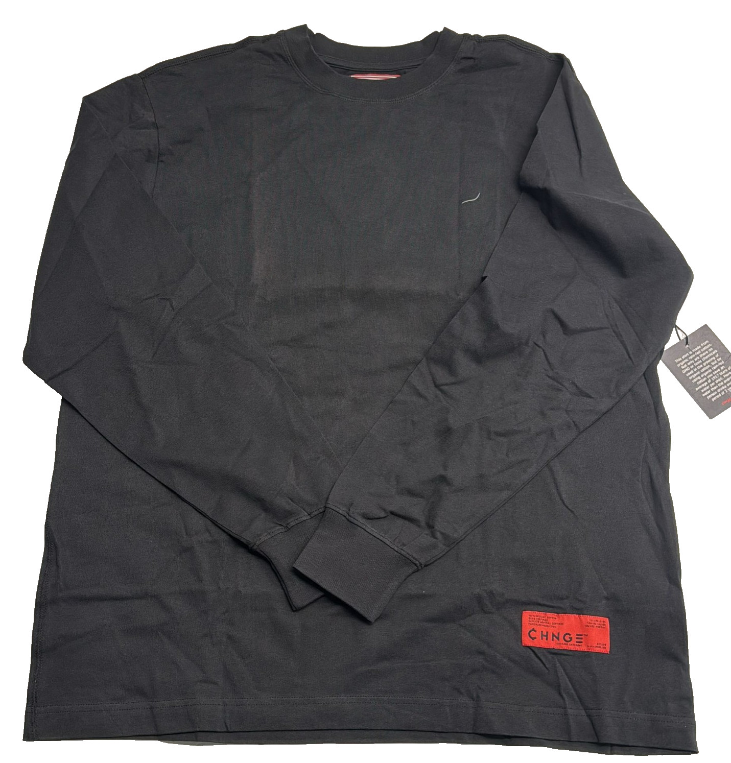 CHNGE Men's No Human is Illegal Crew Neck Cuff Long Sleeve T-Shirt, Black, XS gallery