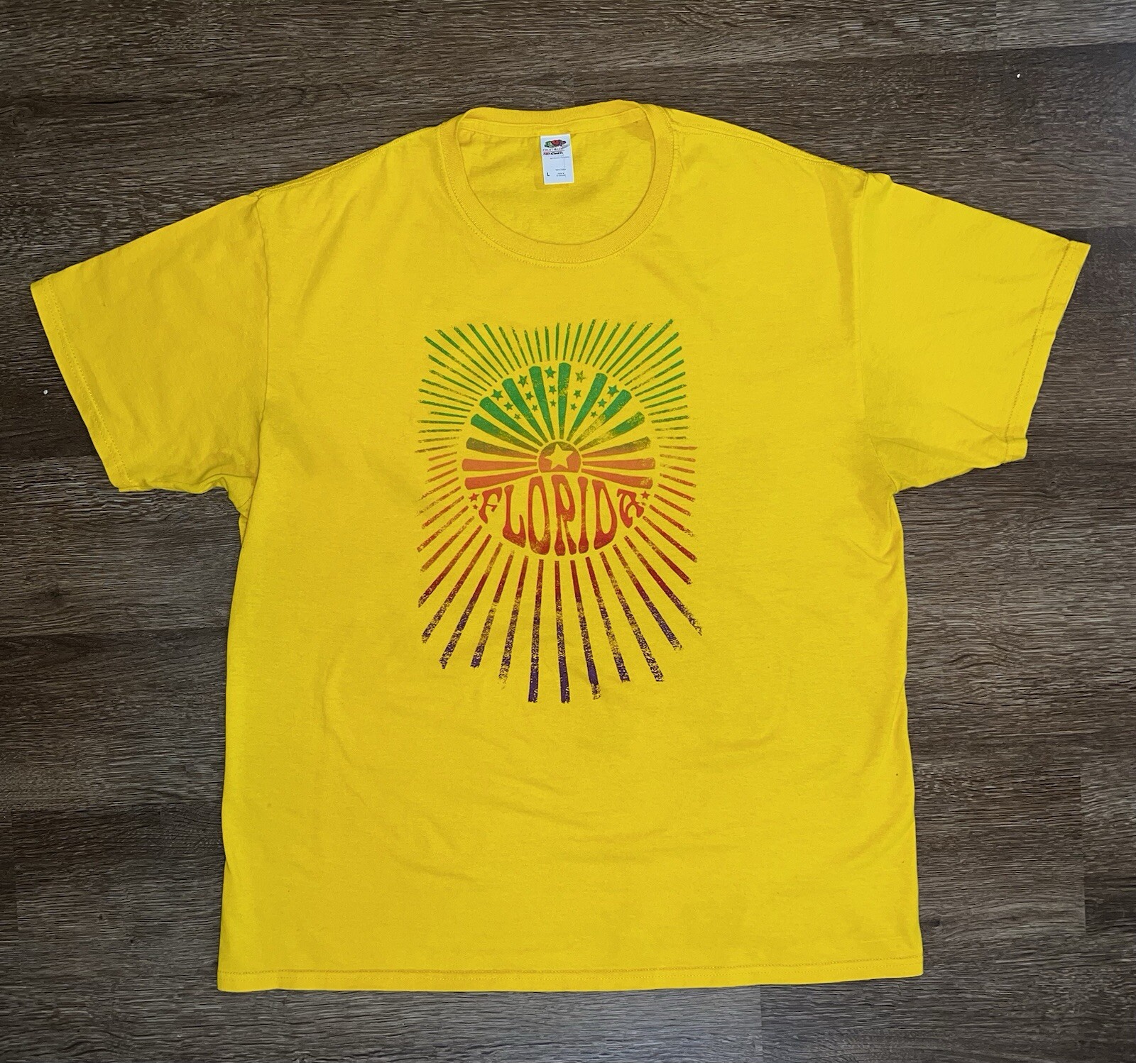 Vintage Florida Souvenir T-Shirt Gold Sunburst 100% Cotton Sz L Unisex Adult gallery