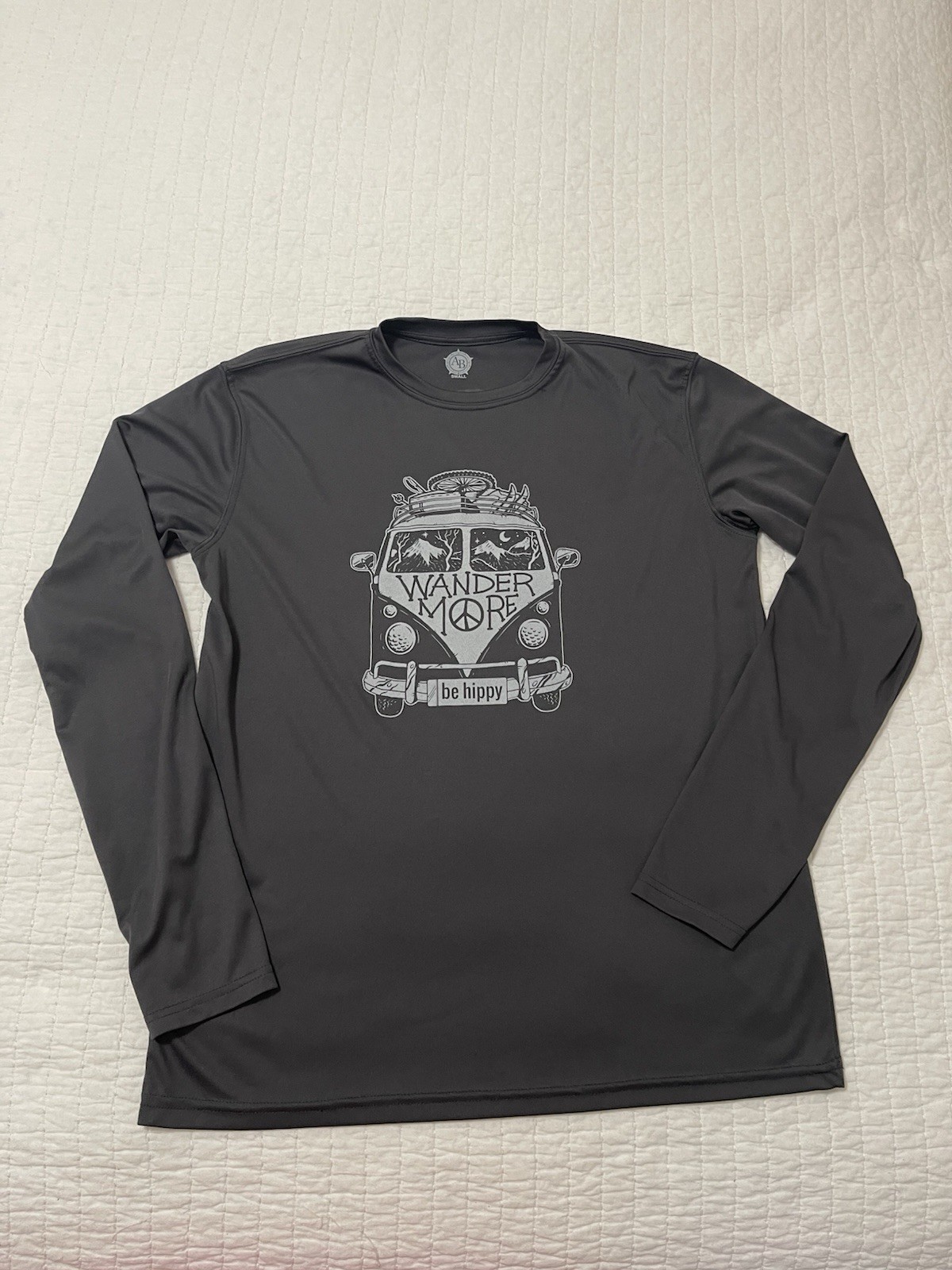 Wander More Camping Outdoor Mountain Hiking River Long Sleeve 100% Polyester Tee