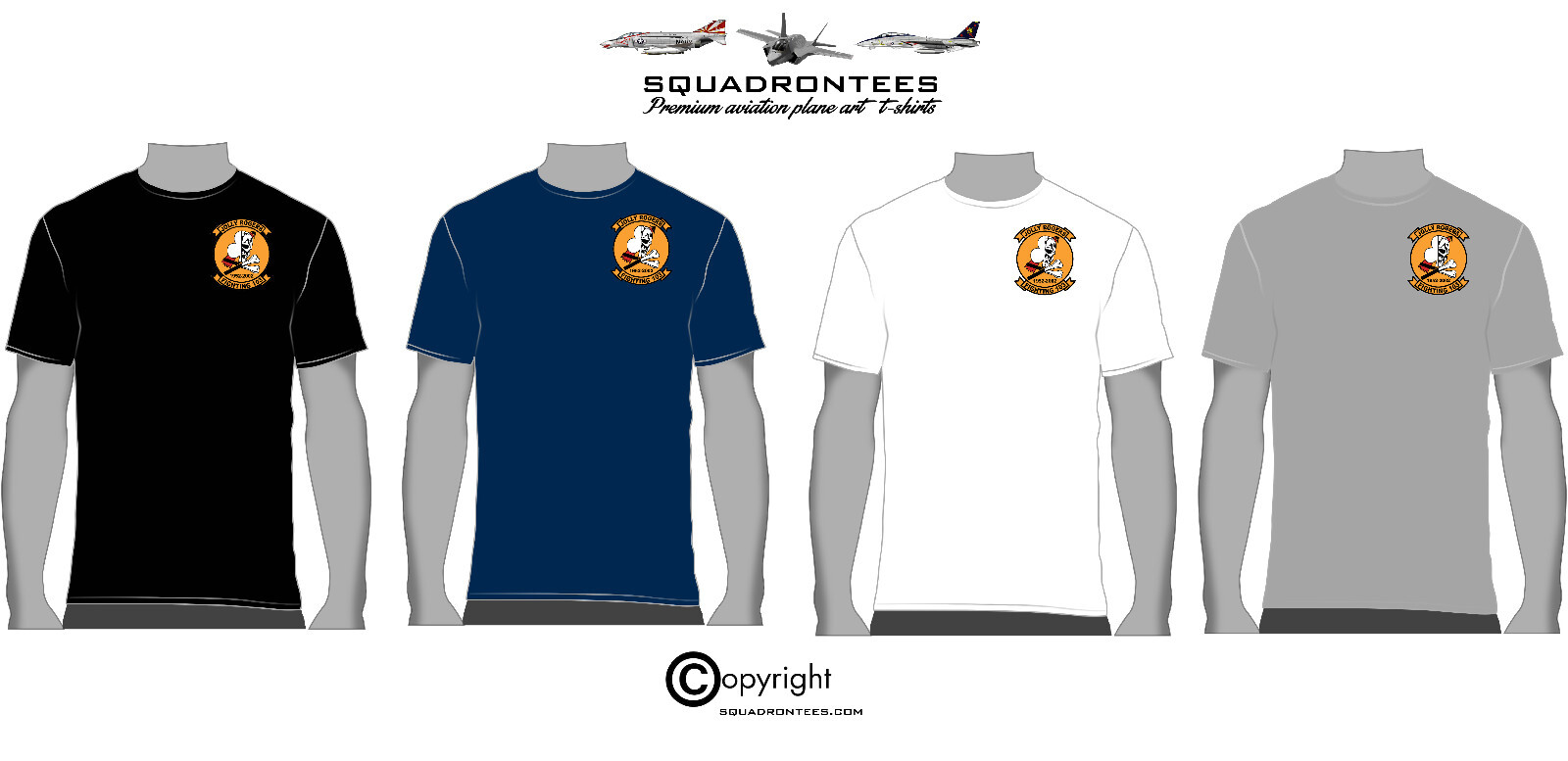 VF-103 Sluggers and Jolly Rogers Squadron T-Shirt D4, USN Licensed Product