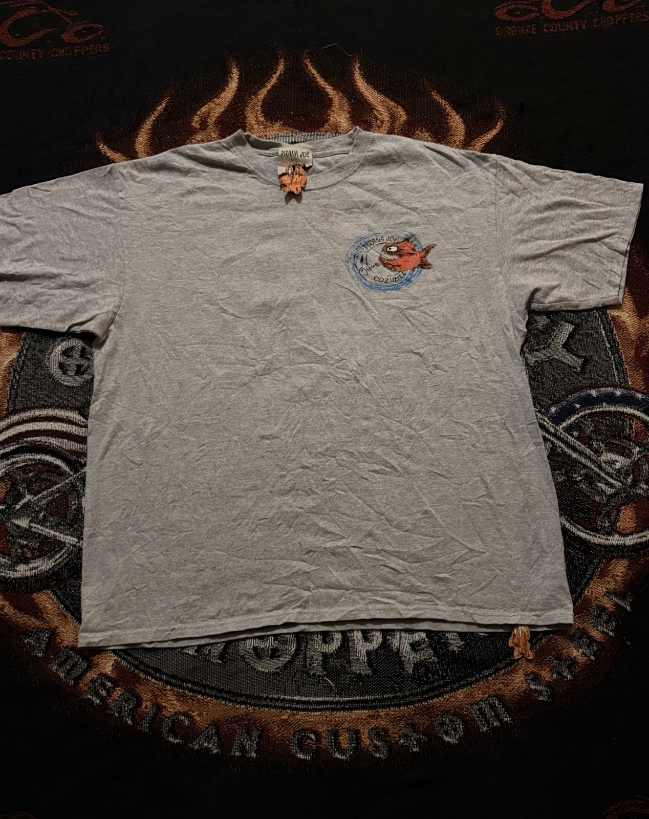 PIRANA JOE Cozumel Fish Graphic T-Shirt Gray Men's XL Short Sleeve gallery