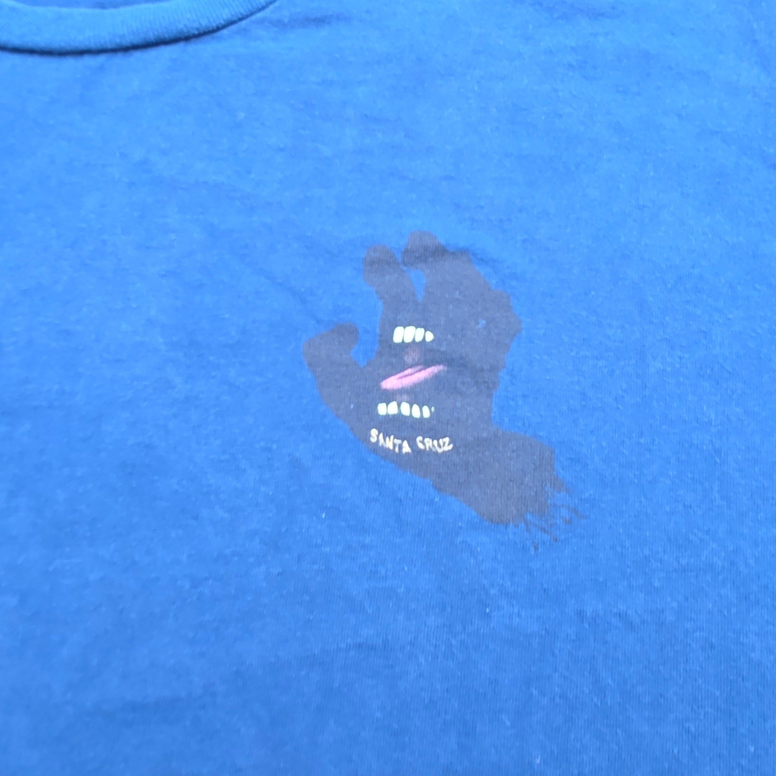 Men's Large Santa Cruz Skateboards Screaming Hand Blue T-Shirt NHS Jim Phillips gallery