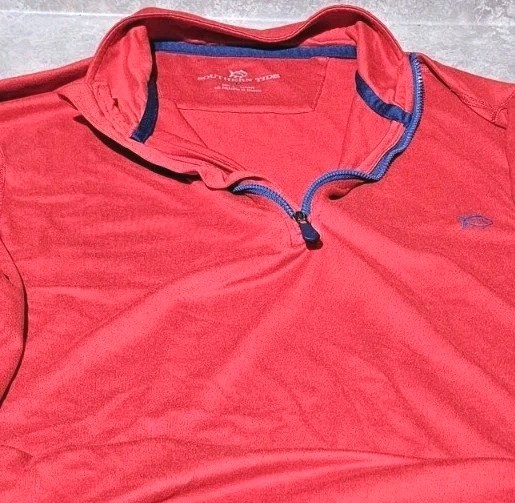 New! SOUTHERN TIDE T3-Red Poly/Spdx Cloth, Mens LS, 1/4.Zip, Pullover Shirt-(M) gallery