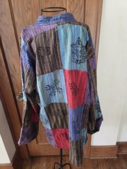 SHOPOHOLIC Patchwork Colorful Cotton Shirt XXL hand painted hippie inspired mens