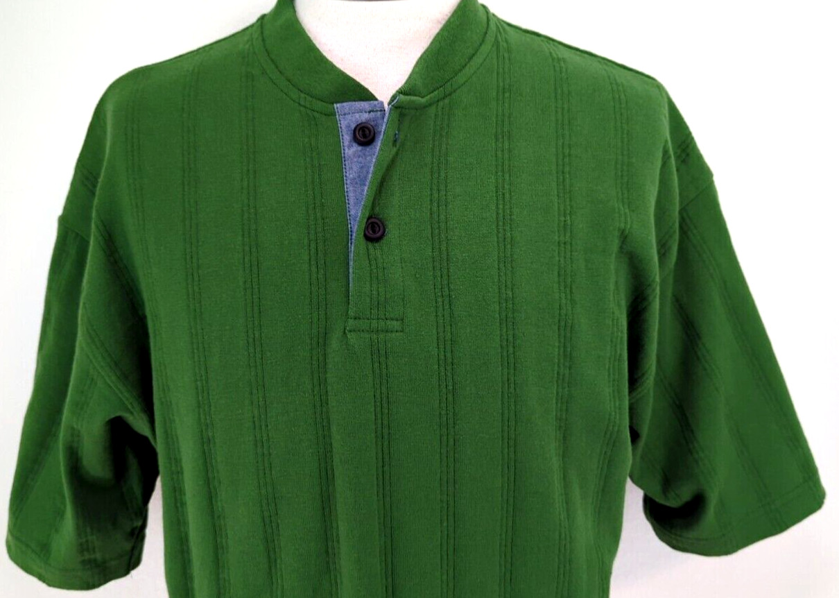 VTG 80s 90s COLUMBIAKNIT Henley T-Shirt Men's Size M Green Ribbed USA MADE ~NEW* gallery