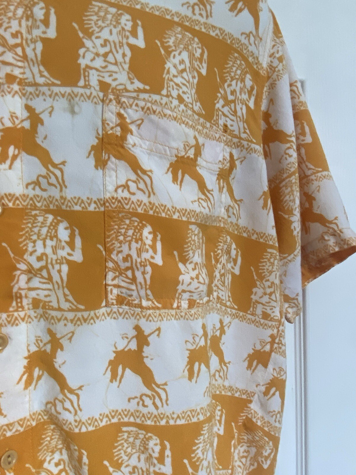 Vintage What's Happening Primitive Heat Tribal Hawaiian Button Shirt - Men's L gallery