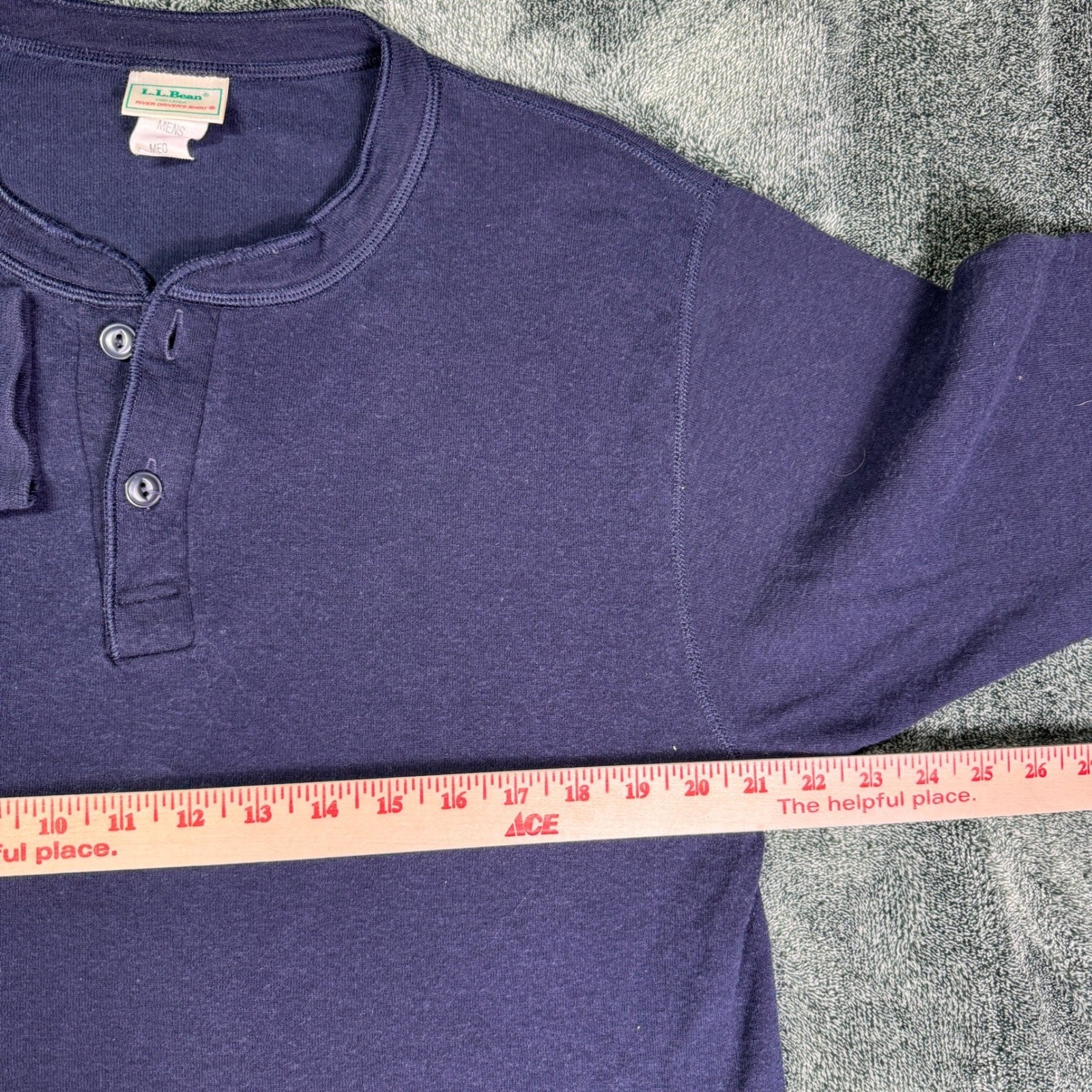 Vintage L.L. Bean River Driver Shirt Mens Medium Made in USA Navy Wool Henley gallery