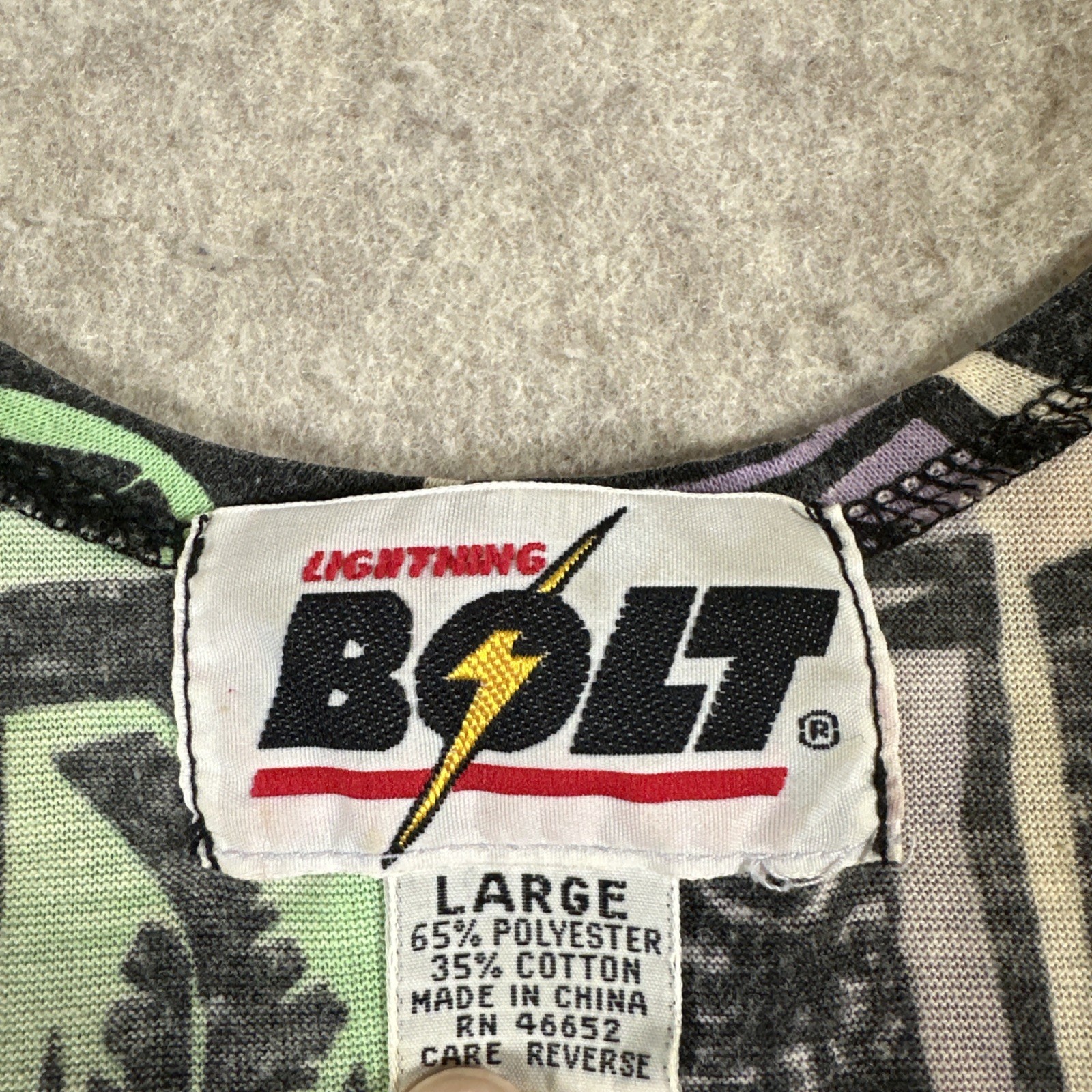 VTG Lightning Bolt Brand Tank Top Large Fish & Totems Pastel Multi gallery