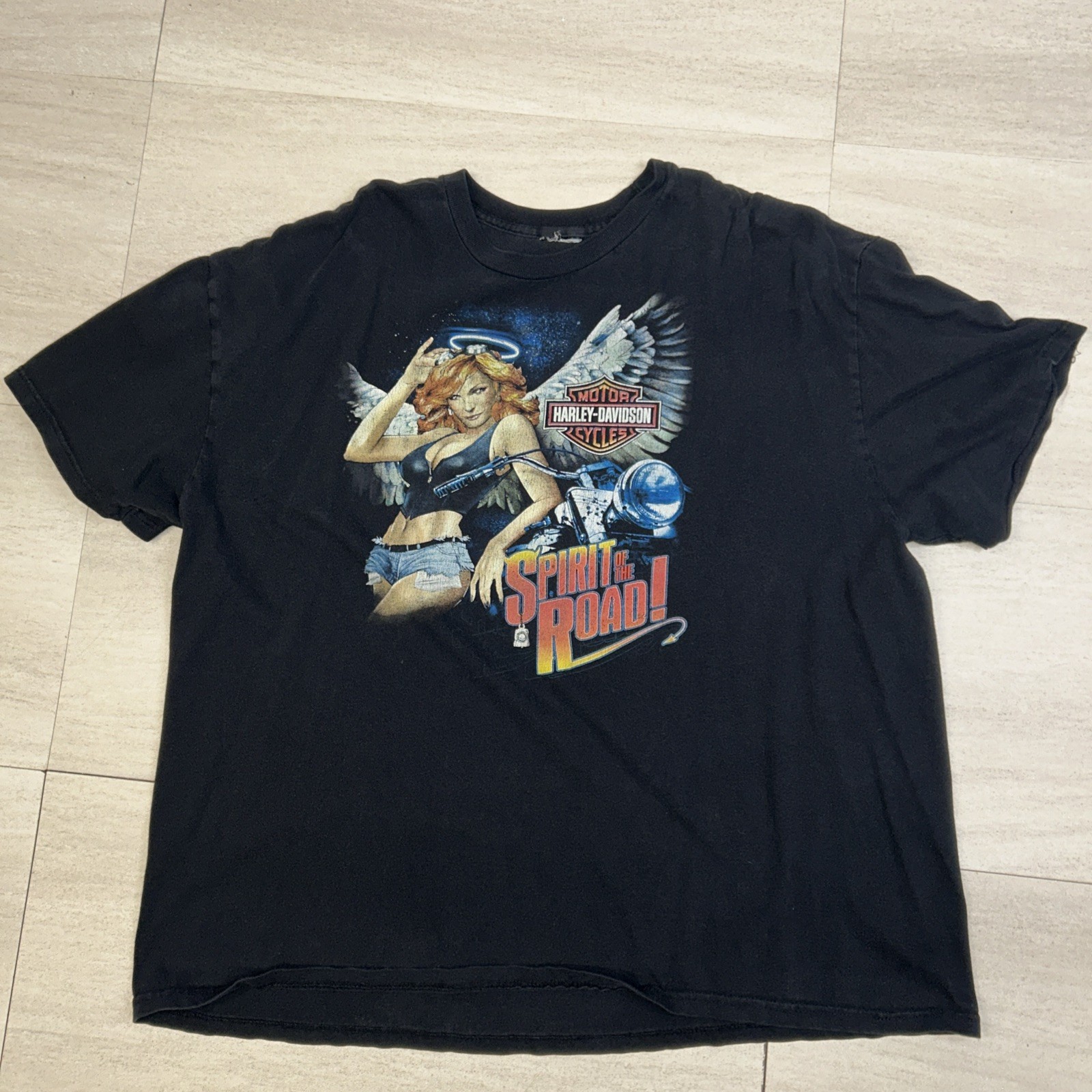 Vintage Y2k Harley Davidson Tee Shirt Size 2XL(?) Pin Up See Pics For Size
