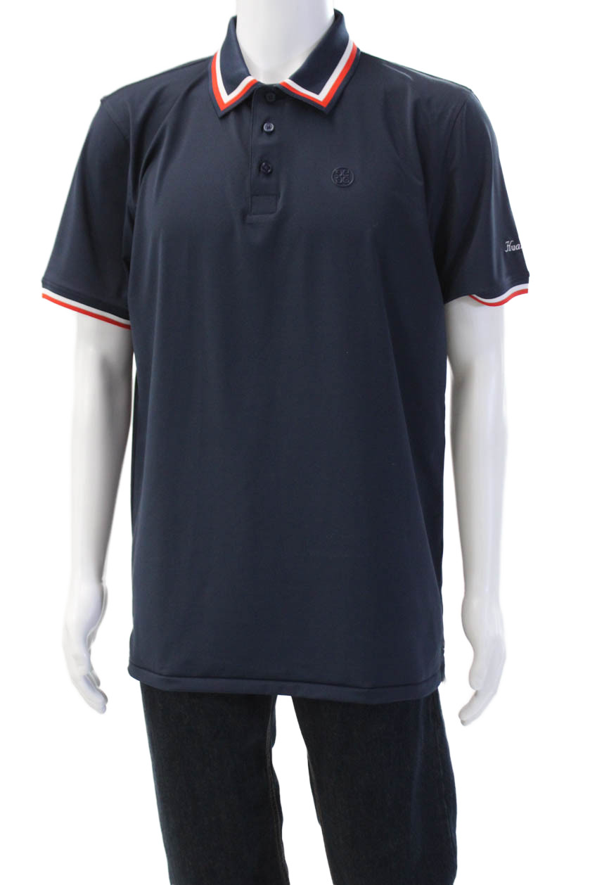 G/Fore Mens Collared Short Sleeve Polo Dark Blue Nylon Blend Size XL gallery