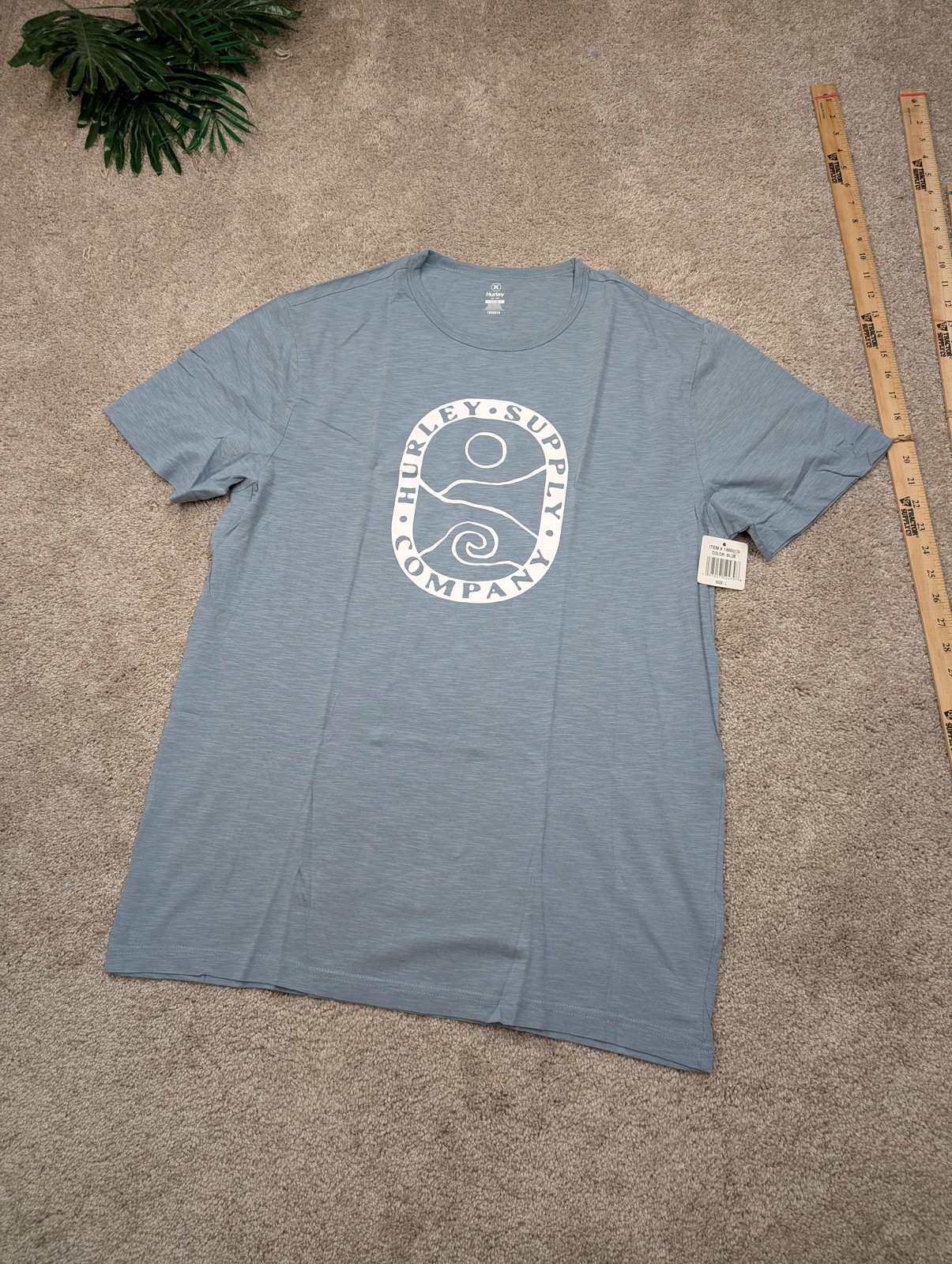 Hurley Shirt Mens Large Blue Crew Neck Supply Company Graphic Surf Tee NWT gallery