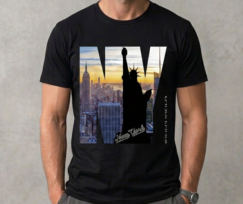 New York City Skyline T-Shirt - Statue of Liberty NY Souvenir Graphic Tee gallery