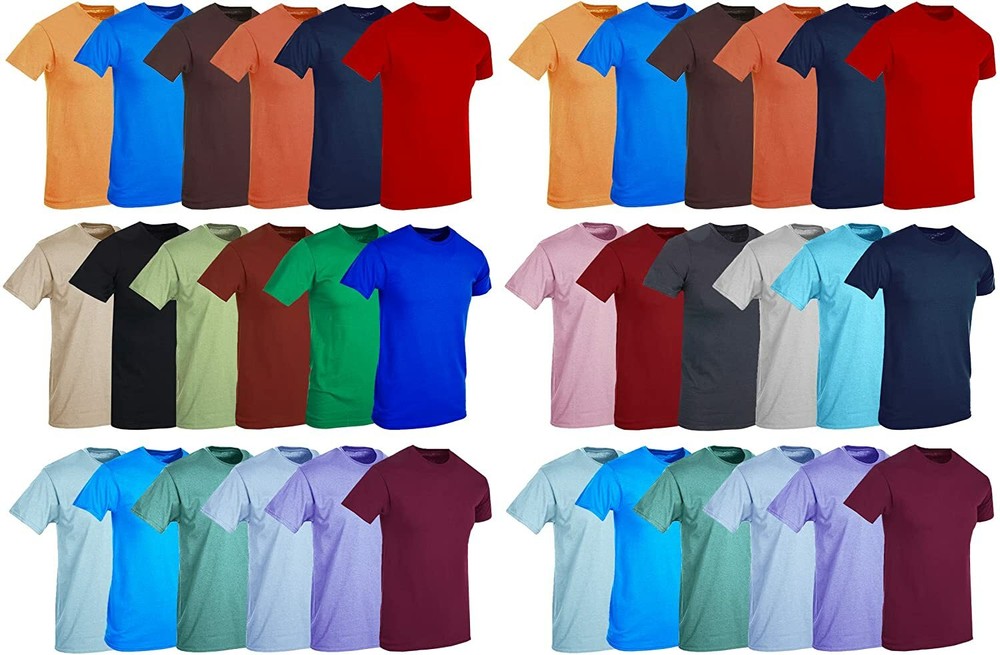 BILLIONHATS 36 Pack Mens Cotton Short Sleeve Lightweight T-Shirts, Mixed Colors