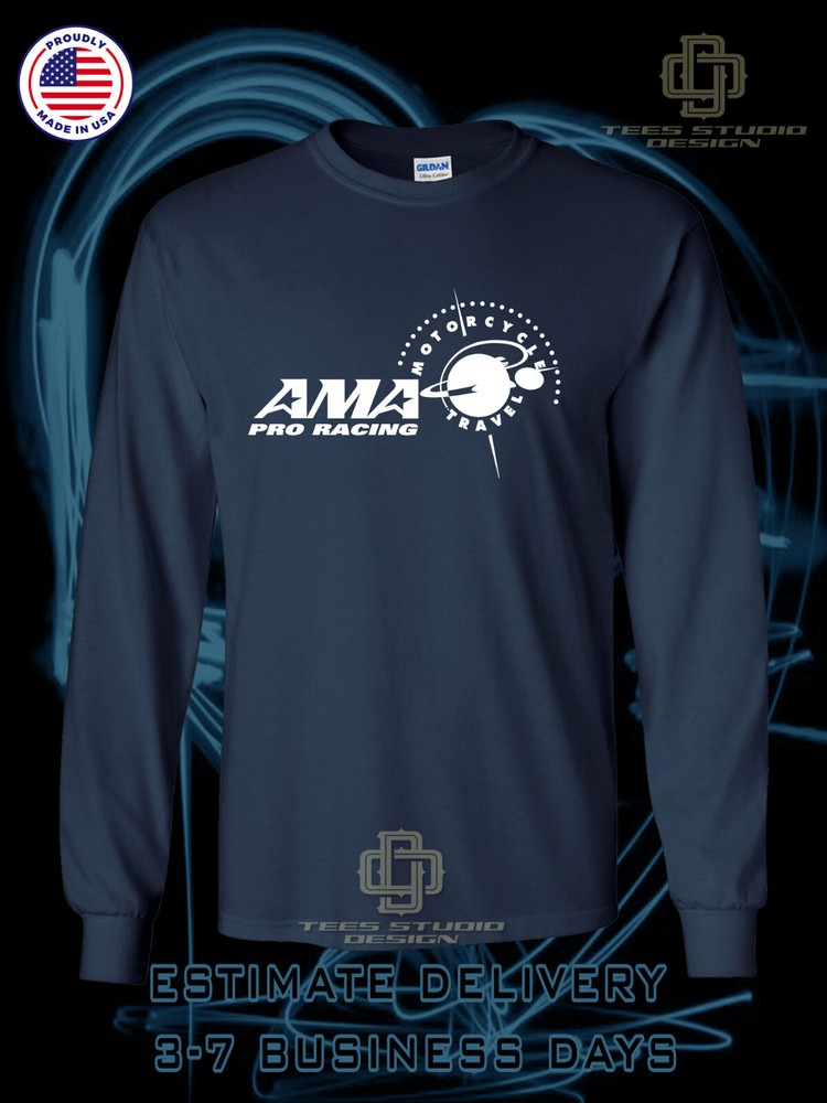 AMA Pro Racing Motorcycle Logo Men’s T-Shirt American Long Sleeve Dotees T-Shirt