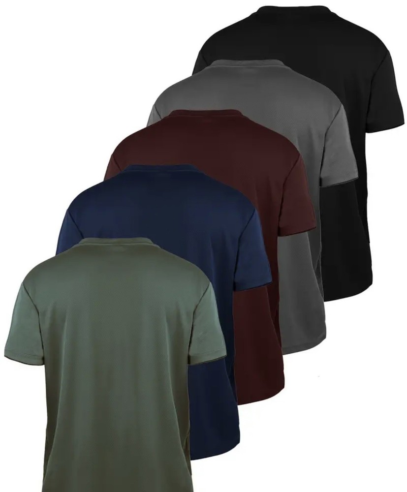 M/5 Pack Men’s Athletic Active Quick Dry Crew Neck T Shirts Running Gym Workout.