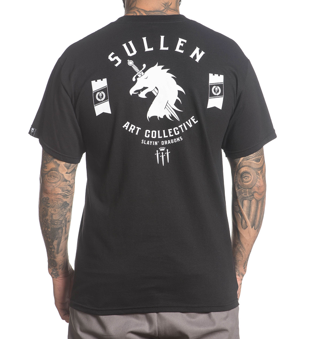 Sullen Slaying Dragons Sword Tattoo Inked Urban Punk Skater Mens Shirt SCM1012