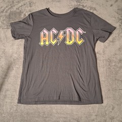 AC/DC T-Shirt Size Large Short Sleeve Gray Graphic Tee Cotton Rock Band