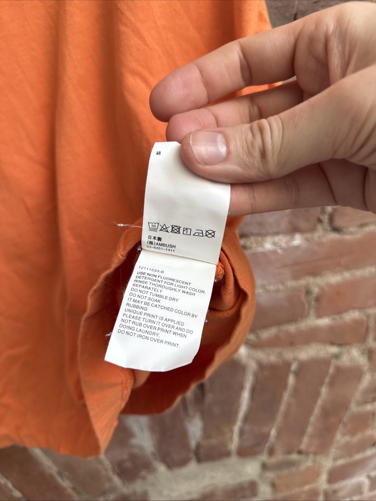 AMBUSH Men’s Tee, Sz 1, Orange 100% Cotton XL Logo Version Limited Edition Japan gallery
