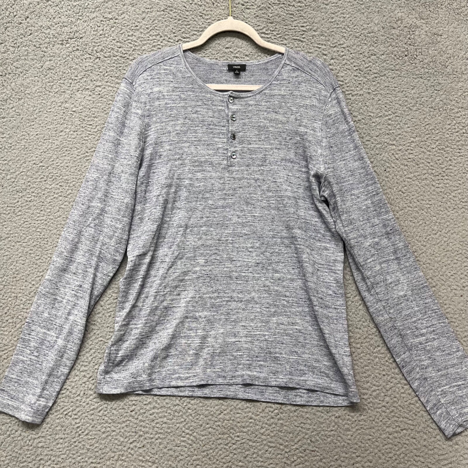 Vince Shirt Mens M Blue Henley Heather Lightweight Classic Baselayer gallery