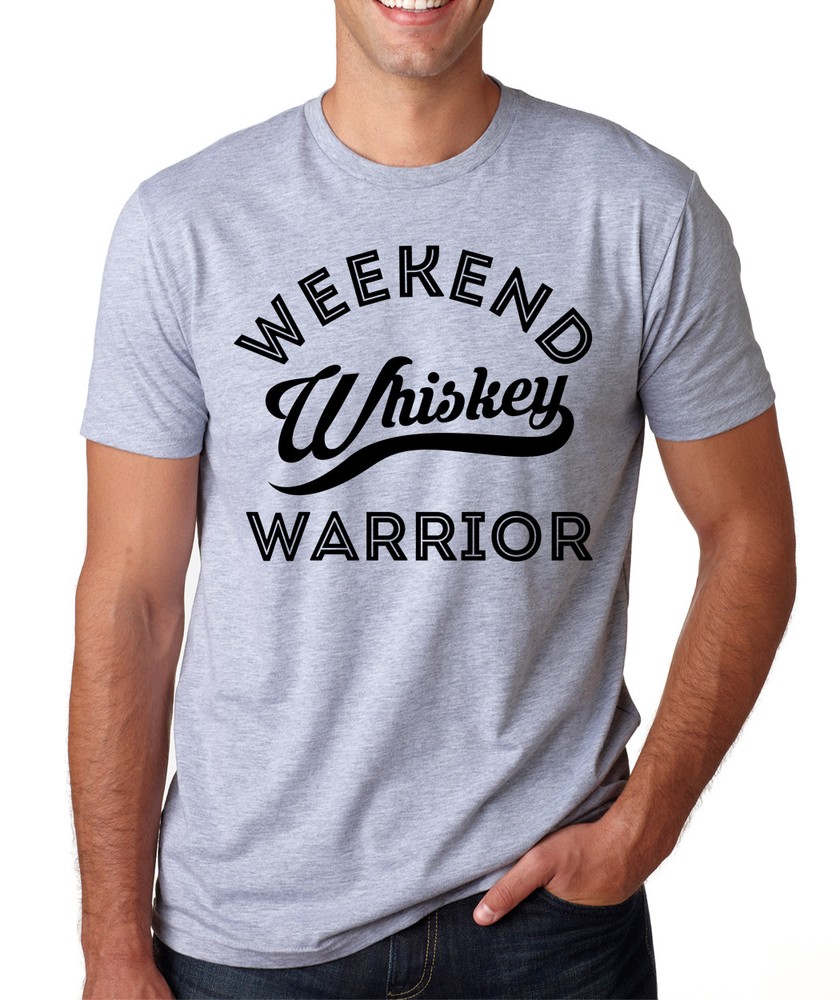 WEEKEND WHISKEY WARRIOR funny drinking alcohol present gift crew neck T-Shirt