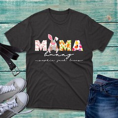 Personalised Happy Easter & Mother’s Day T-Shirt Mama Bunny Your Name Gift Top