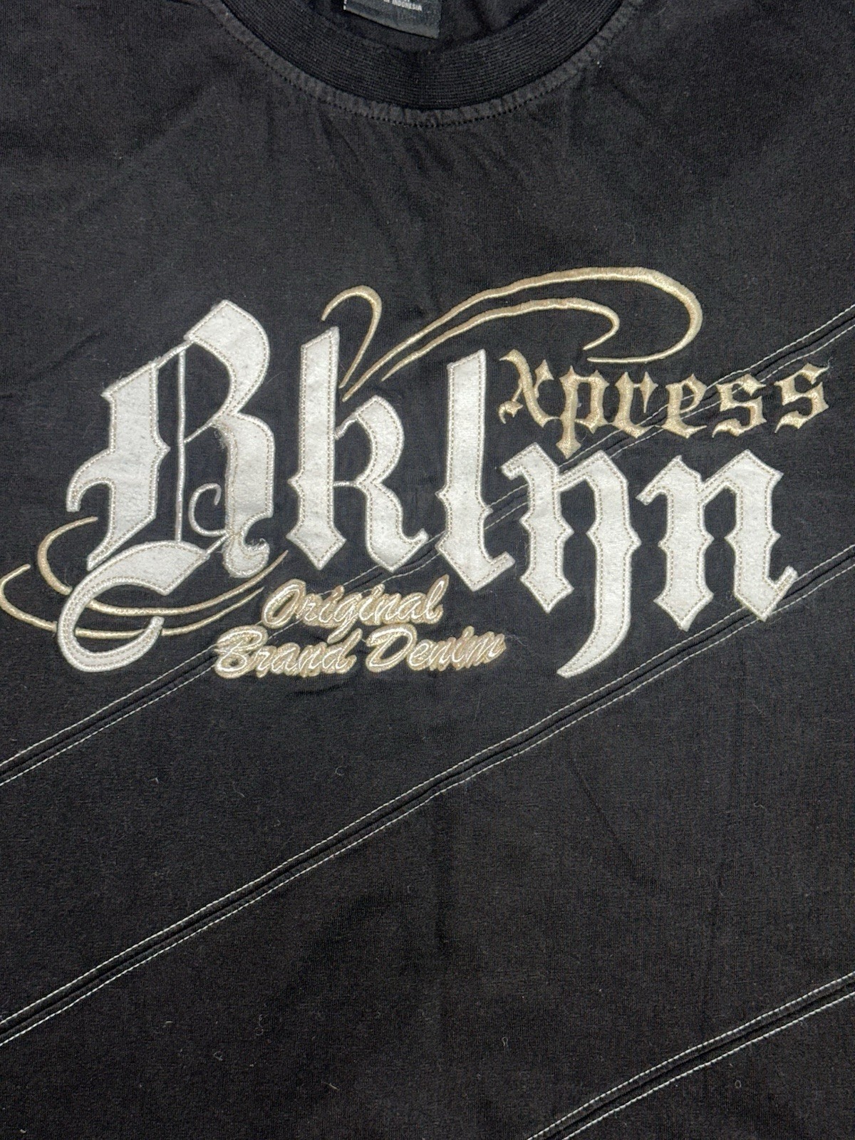 Express Men's XXXL Black Crew Neck Graphic Print Embroidered Cotton T-Shirt gallery
