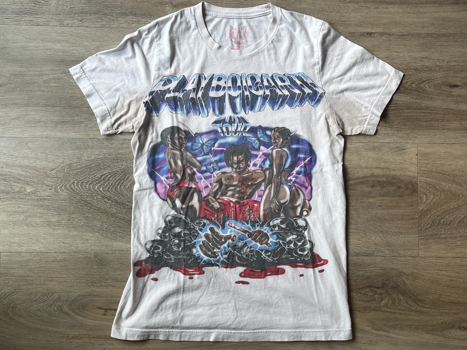 2017 PLAYBOI CARTI Official Self-Titled Era Tour Airbrush Shirt HEAVY WEAR AS IS