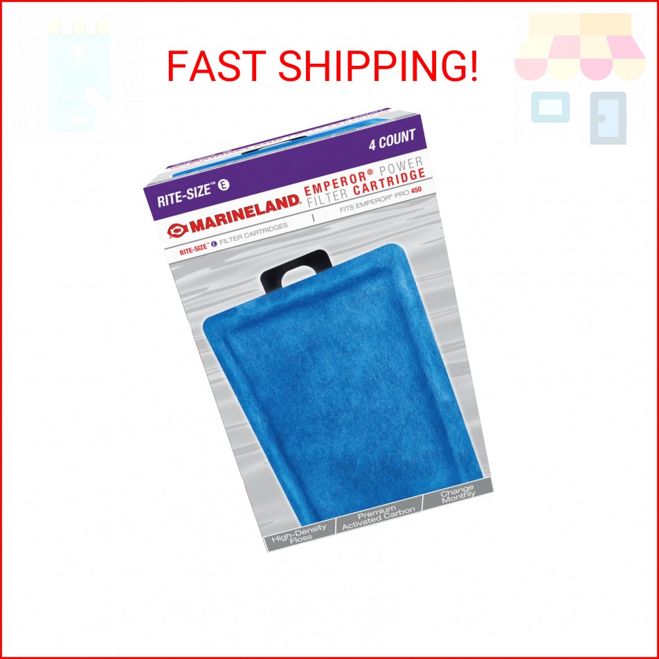 Marineland Emperor Power Filter Cartridge Rite-Size E, 4 Count, Replacement Cart