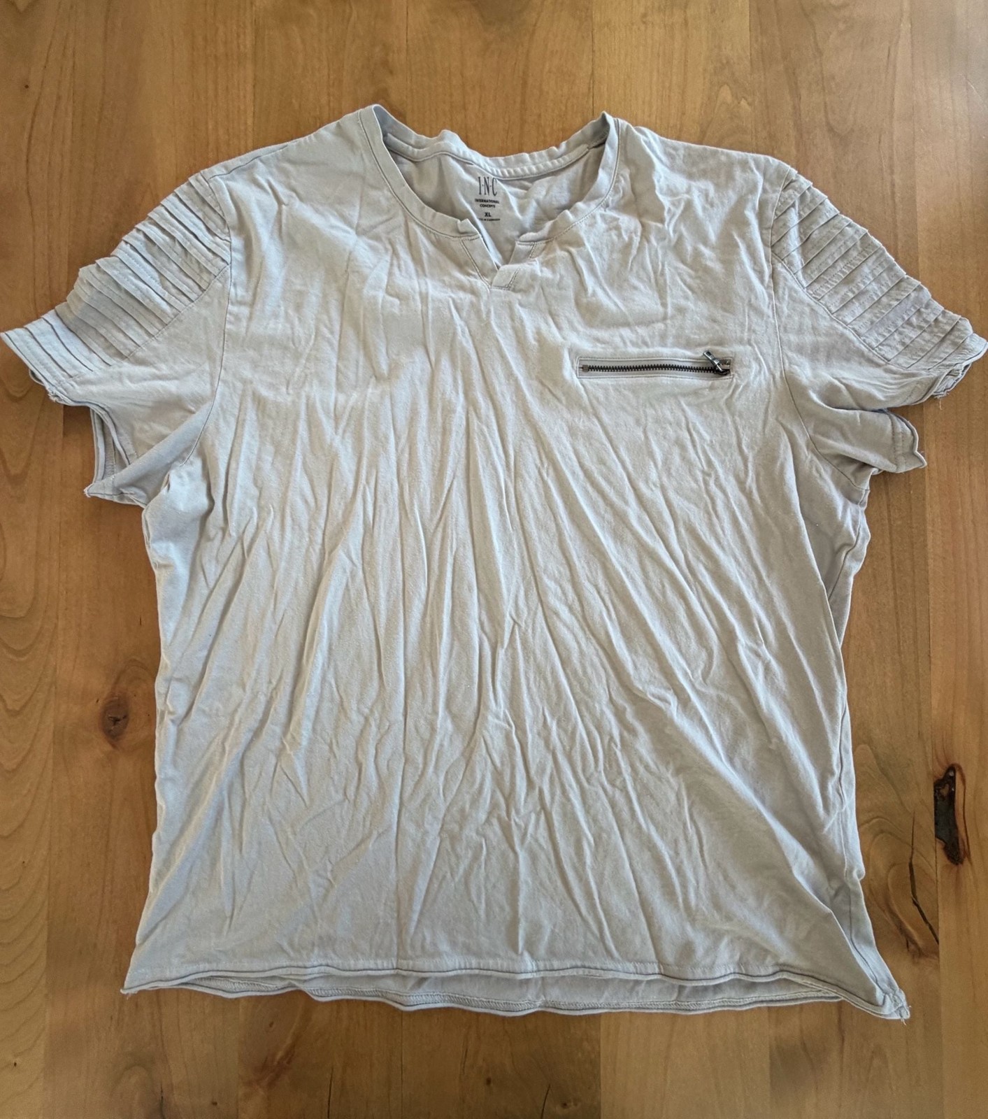INC Men's Moto Detail Split-Neck T-Shirt, Zipper Pocket XL gallery