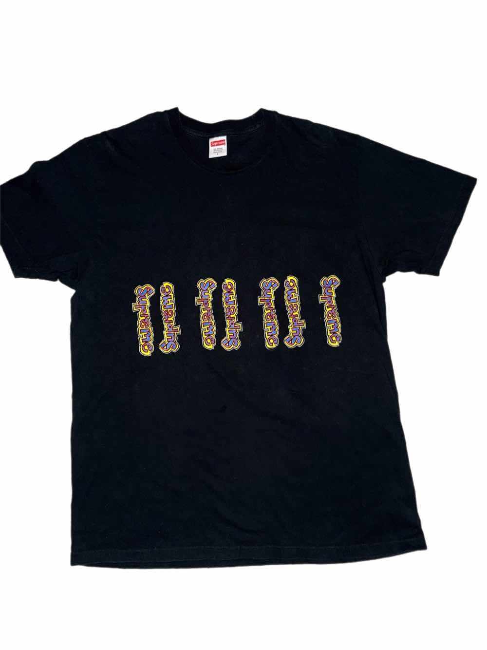 Supreme Logo Stripe SS Tee Black Mens gallery