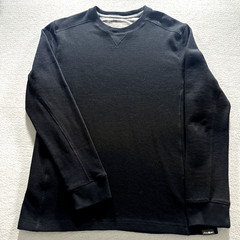 Eddie Bauer pullover crew neck waffle texture ribbed neck cuffs black mens Large