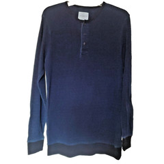 Saturdays NYC Shirt Men’s Large Navy Blue Waffle Knit Henley Long Sleeve Shirt