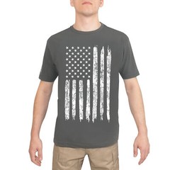 Charcoal Grey Distressed US Flag T-Shirt – Men’s Athletic Fit Short Sleeve Tee