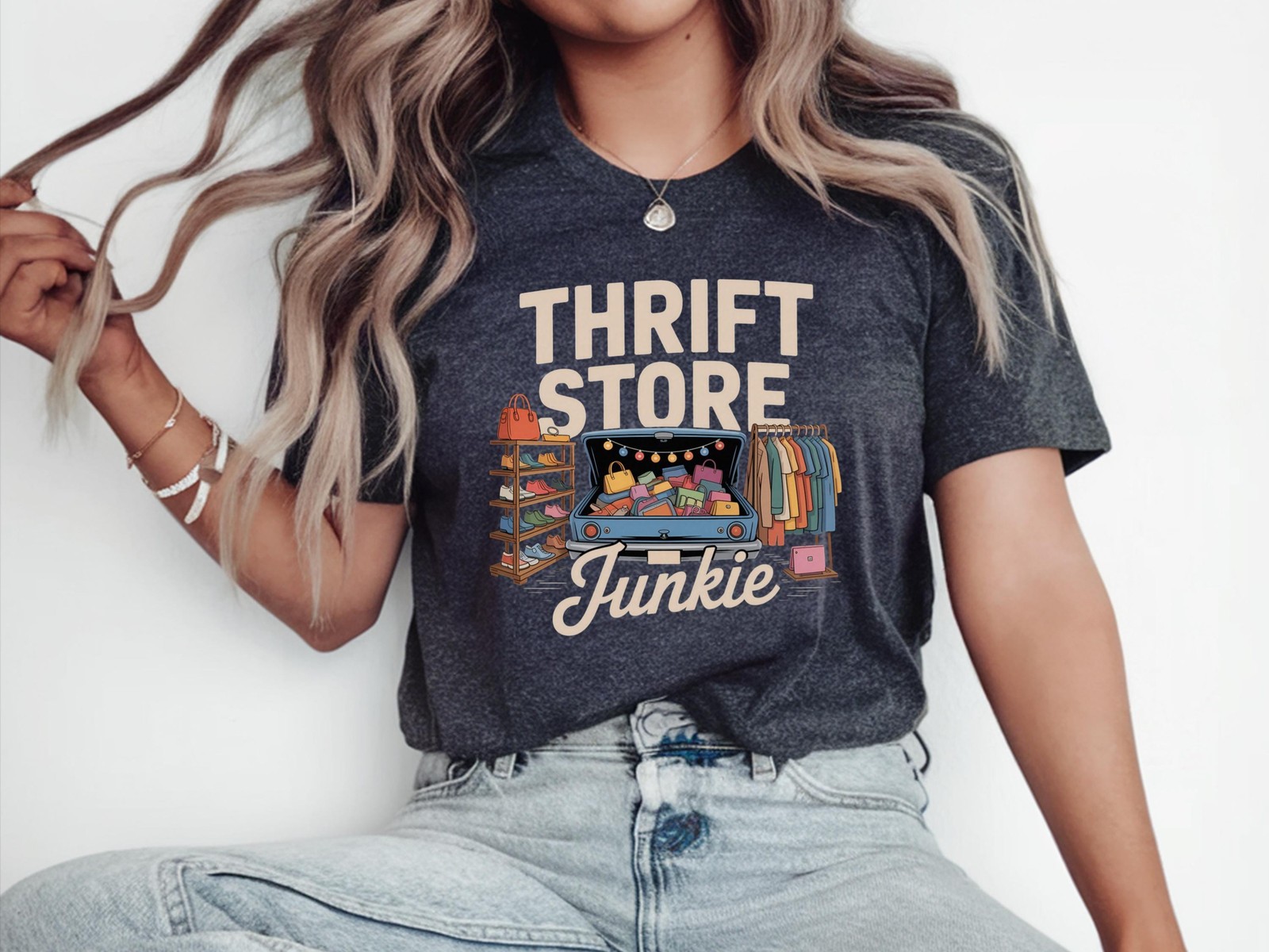 Thrift Store Junkie Shirt Thrifting Lover Gift Yard Sales Tee gallery