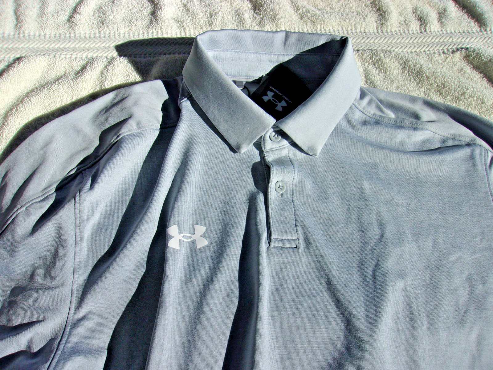 NWT Under Armour Loose Fit Trophy polo, men's LT, XL, heather gray, poly. gallery