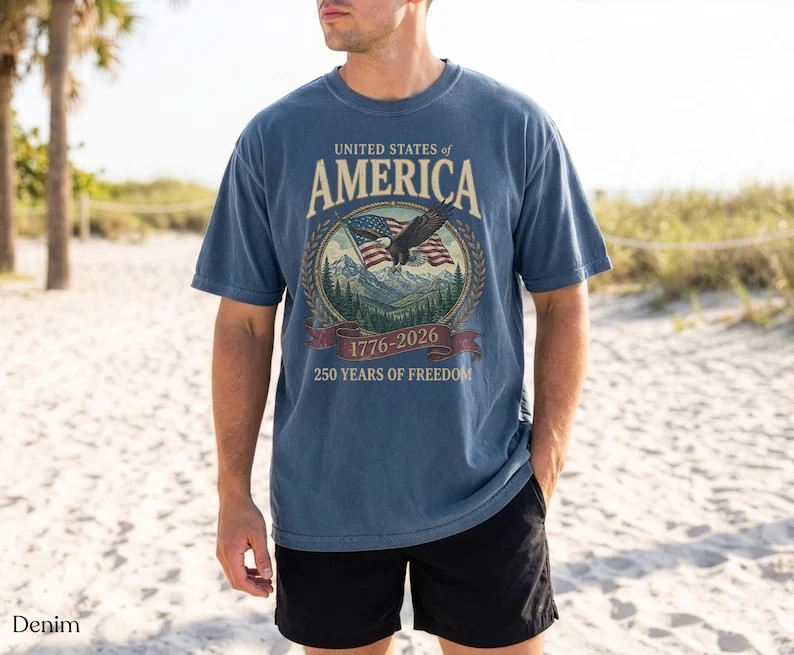 USA 250th Anniversary Vintage Graphic T-Shirt 1776-2026 Comfort Colors Patriotic gallery