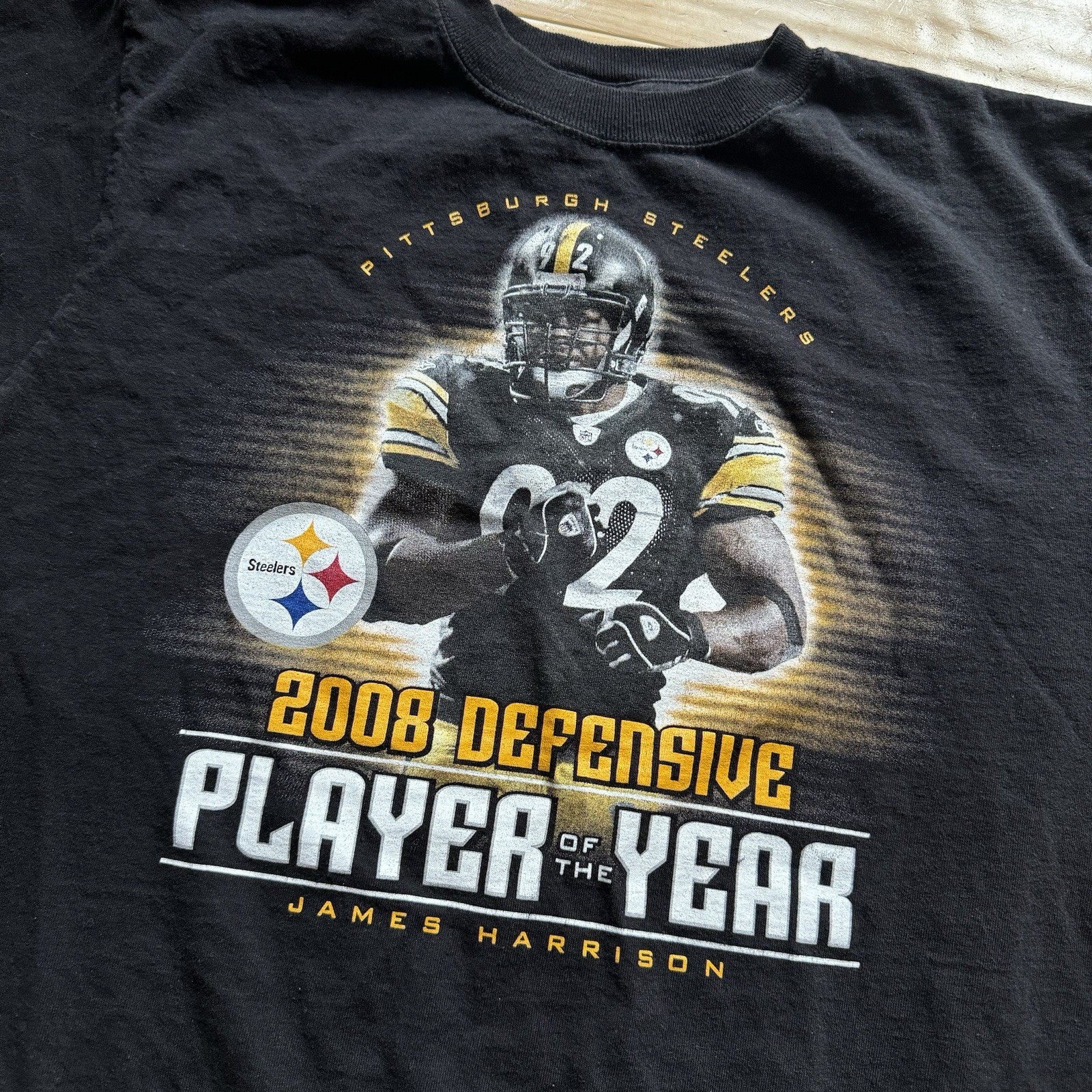 Reebok Pittsburgh Steelers James Harrison 2008 Defensive Player Rap Tee Sz M gallery