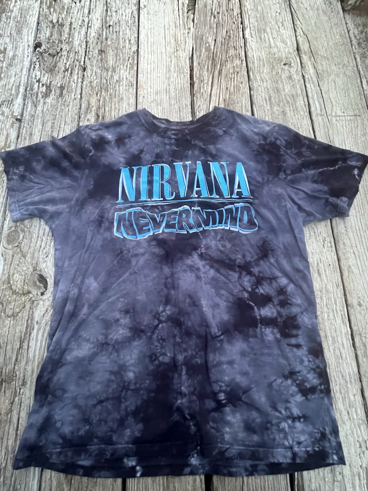 Nirvana Nevermind Black Blue Tie-Dye Cotton Graphic Men's T-Shirt L Short Sleeve gallery