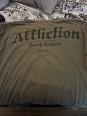 Affliction Men’s Graphic Randy couture Logo T-Shirt Green 2XL Regular Fit